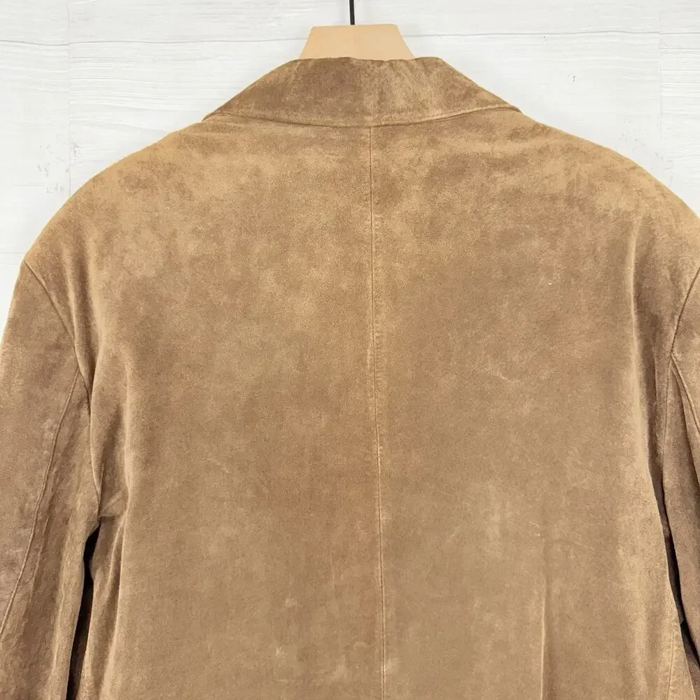 Apt.9 Suede Leather Sport‎ Coat Blazer Men Size 46 R Brown Western Pockets